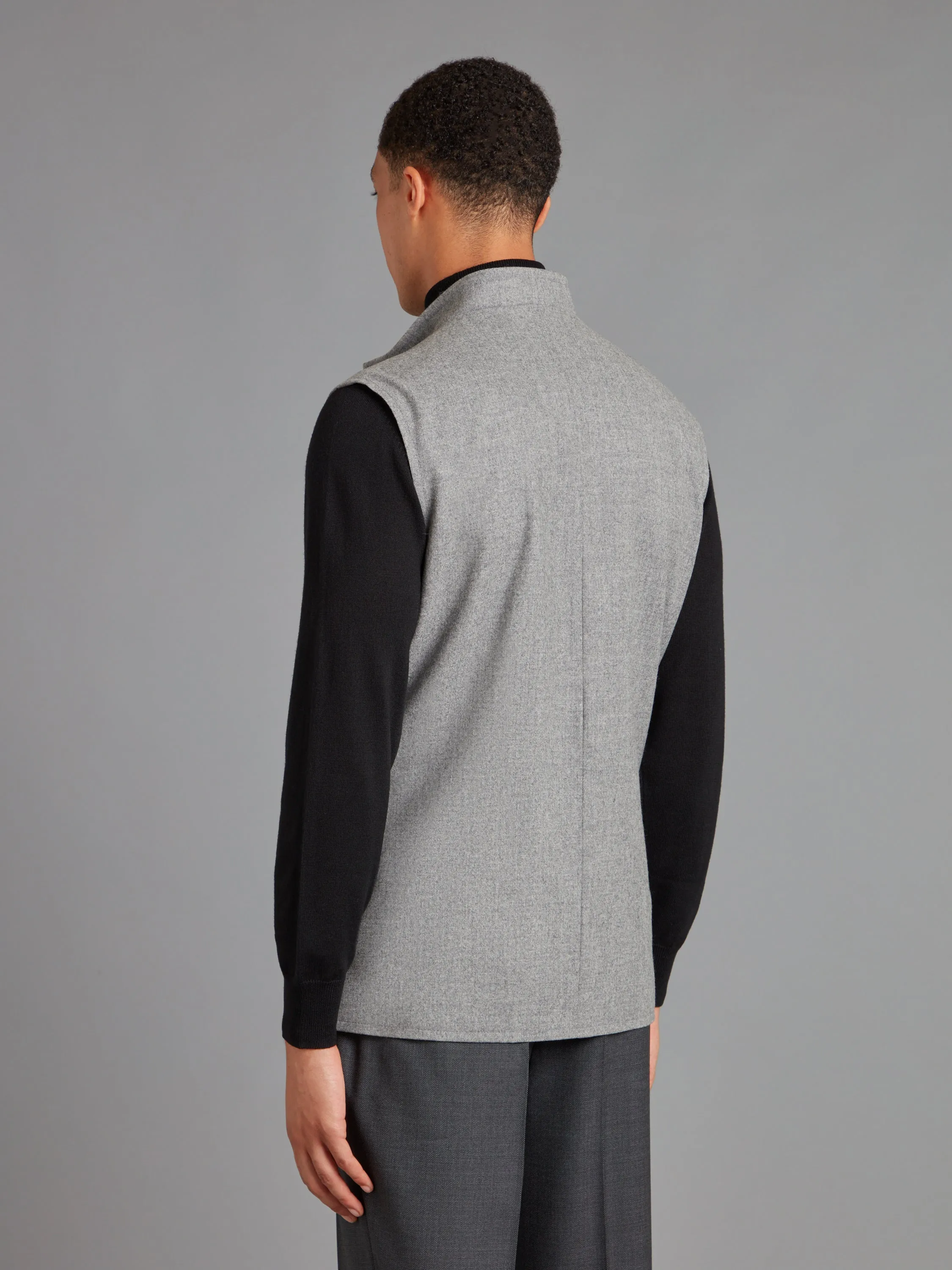 Zip Up Vest - Drago Flannel Mid Grey